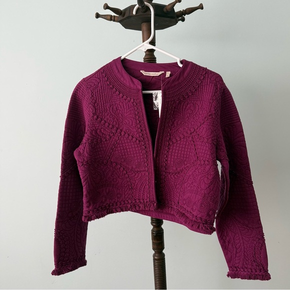 Soft Surroundings Jackets & Blazers - ✨ Soft Surroundings Quilted Cropped Jacket Small Magenta Embroidered 100% Cotton